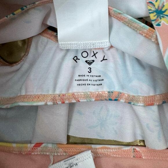 NWT ROXY Friendly Story Tropical Palm Print Flutter Two-piece Swim Set 3 Toddler - Picture 6 of 11